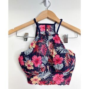 PINK Intimates Bralette Floral Eyelash High Neck Size XS